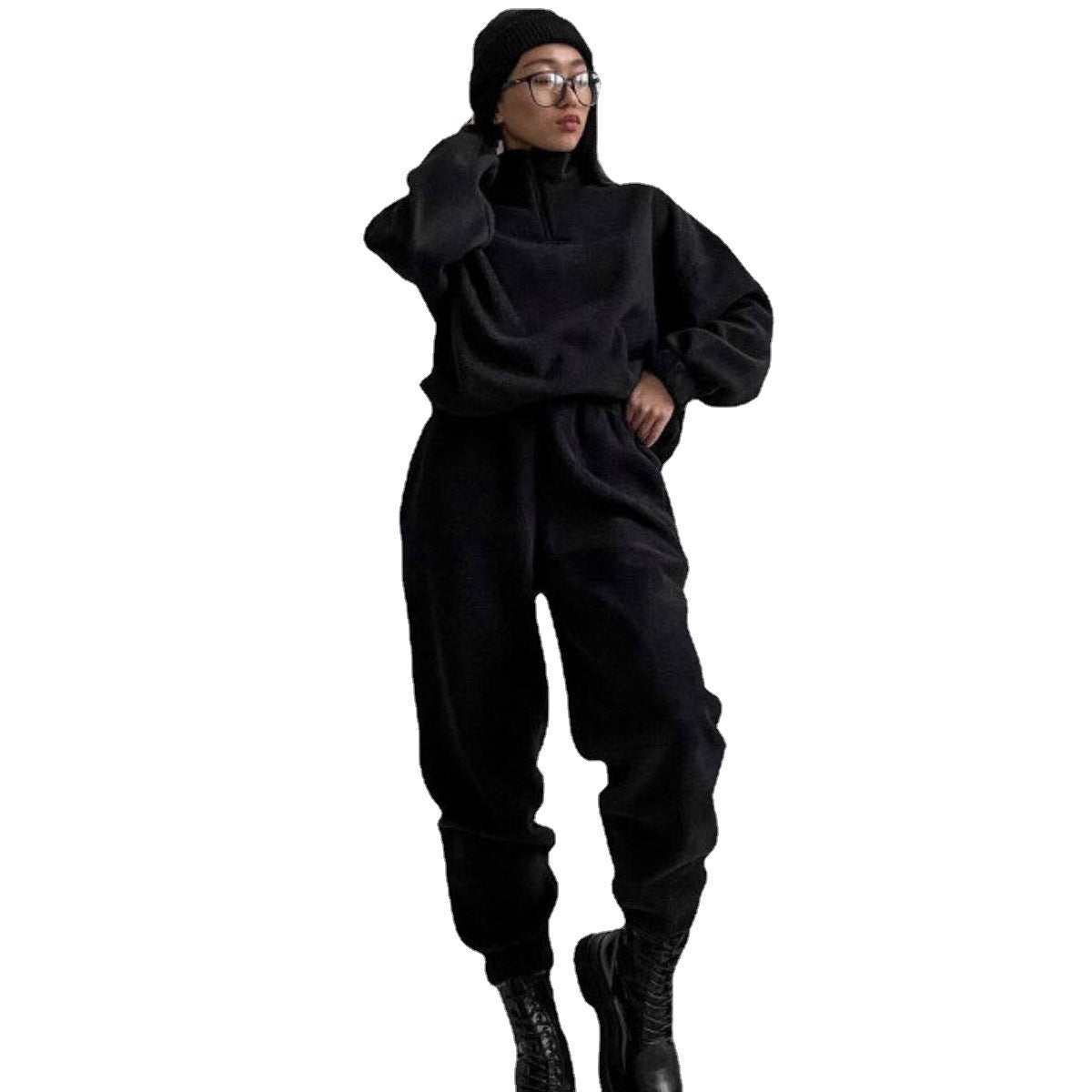 Damen Fleece Jogginganzug Bequem Lässig Design