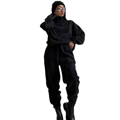 Damen Fleece Jogginganzug Bequem Lässig Design