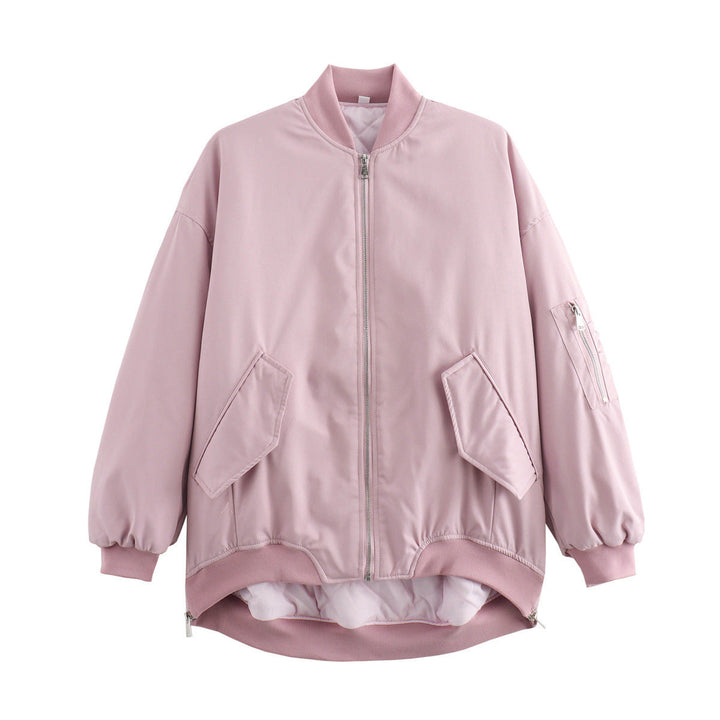 Damen Bomberjacke Sportlich Casual mit Taschen