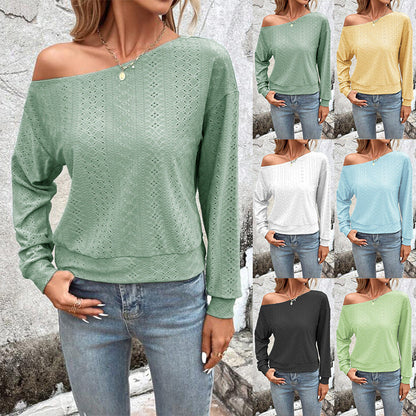 Damen Sweatshirt Lässig Asymmetrisch Lochmuster Trendy - IdealeKleiden