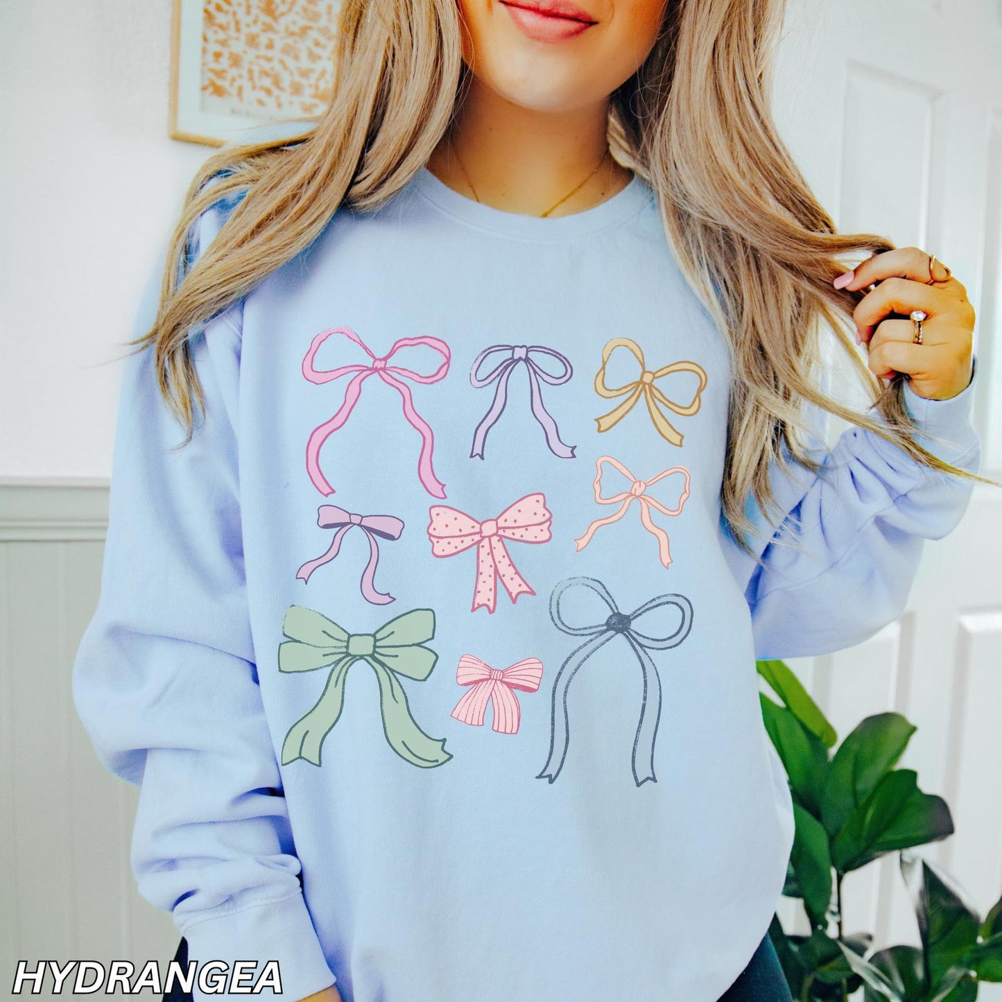 Damen Sweatshirt Bunt Schleifenmuster Trendy Style