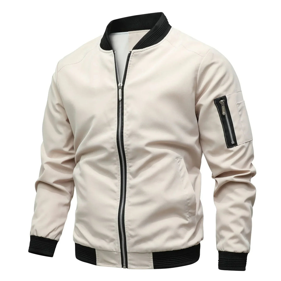 Herren Bomberjacke Hoch Modern Reißverschluss