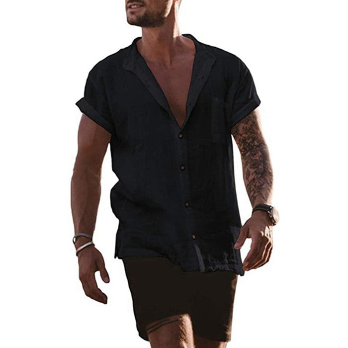 Herren Leinenhemd Sommer Bequem