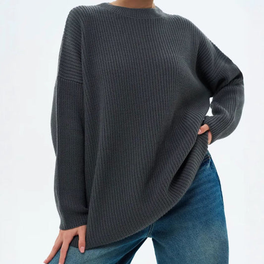 Damen Pullover Grobstrick Lässig Modern - IdealeKleiden