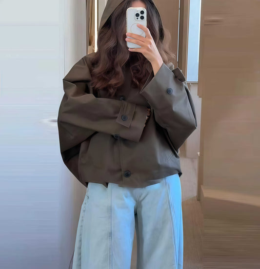 Damen Regenjacke Oversized Kapuze Modern Schnitt - IdealeKleiden