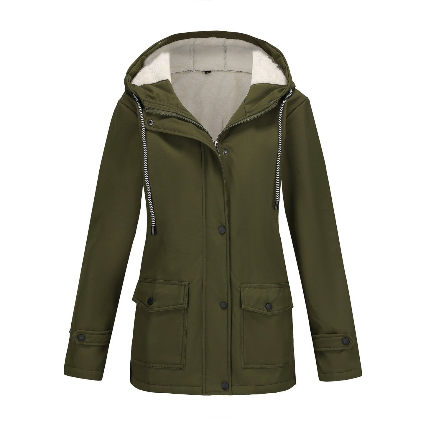 Damen Winterjacke Warm Fleece Kapuze Outdoor