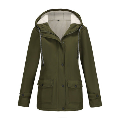 Damen Winterjacke Warm Fleece Kapuze Outdoor