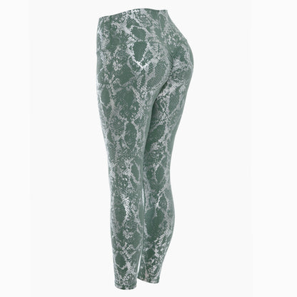 Damen Sportleggings Schlangenmuster Hochwand