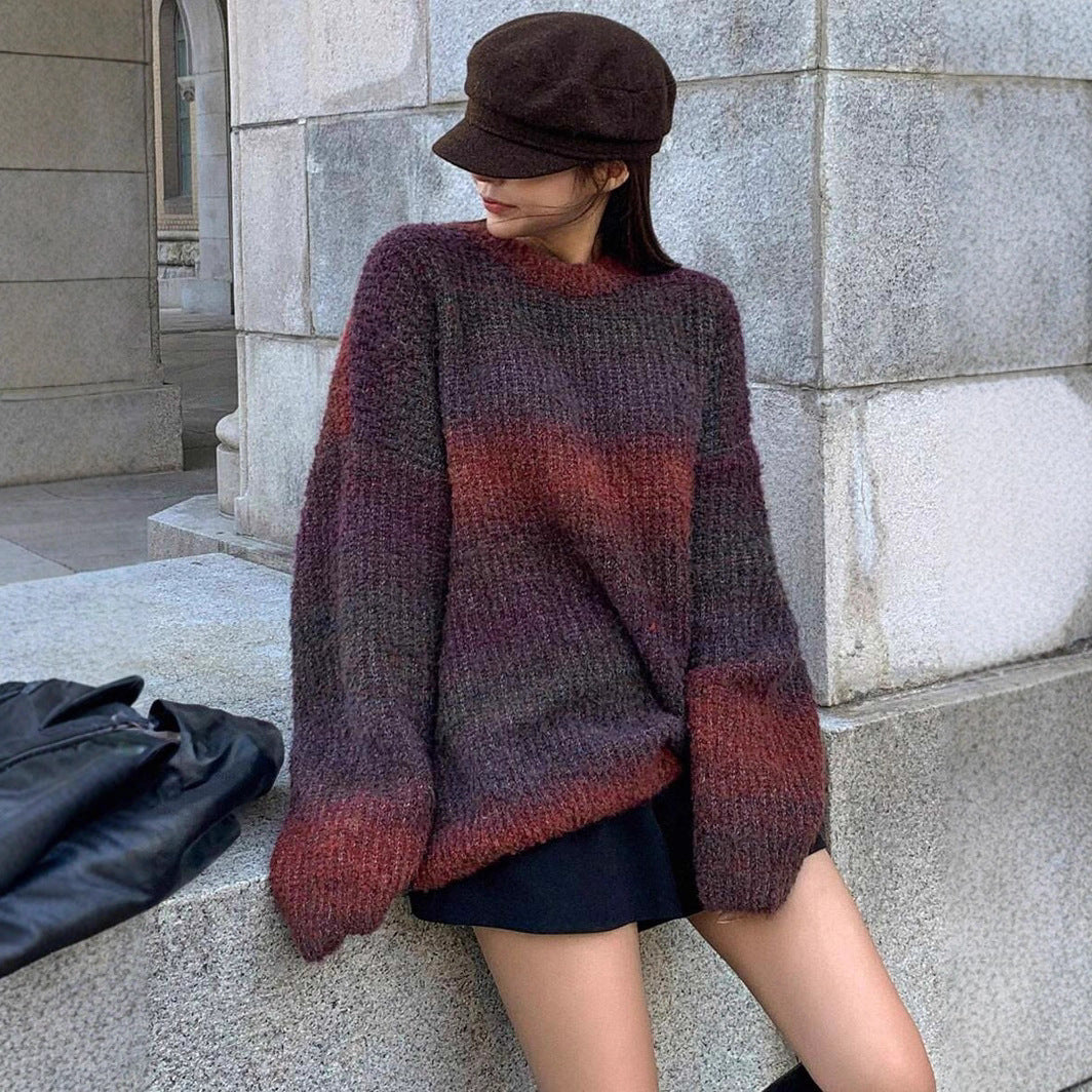 Damen Oversized Pullover Weich Modern Trendfarben - IdealeKleiden