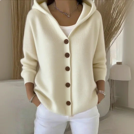 Damen Strickjacke Kapuze Modern Lässig
