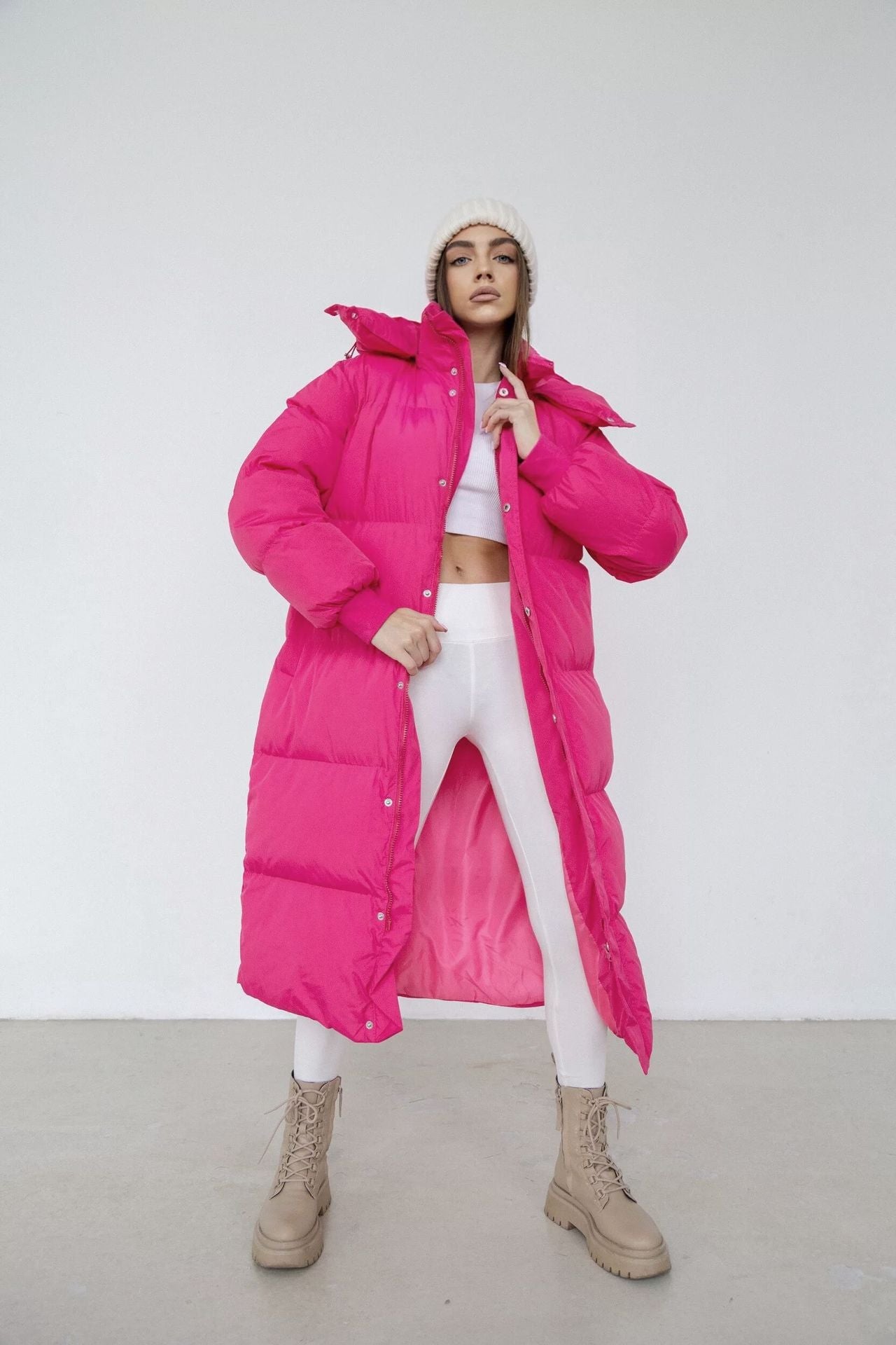 Große Pufferjacke Damen Übergröße Kapuze