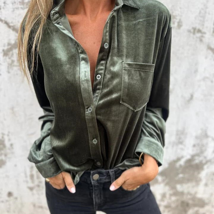 Damen Bluse Elegant Satin Klassischer Stil - IdealeKleiden