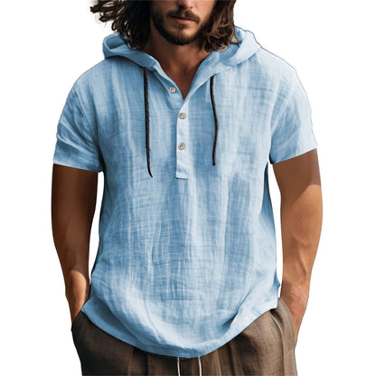 Herren Hoodie Kurzarm Leger Relaxt