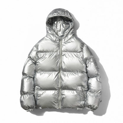Übergröße Pufferjacke Silber Metallic