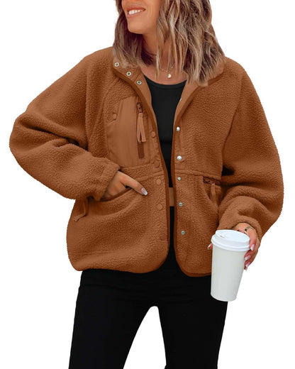 Damen Fleecejacke Weich und Warm mit Taschen