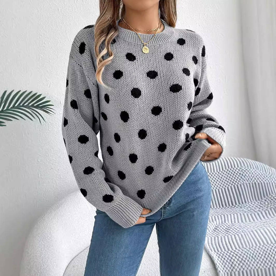 Klassischer Polka Dot Pullover Damen