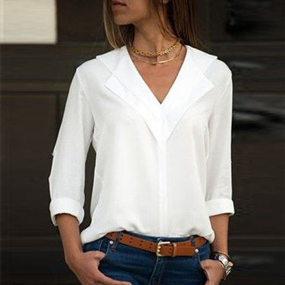 Elegante Damenbluse V-Ausschnitt Raffiniert