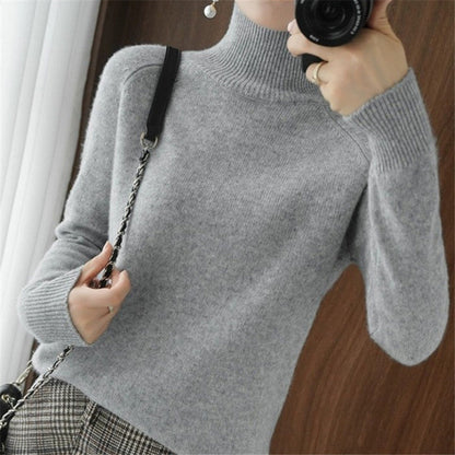 Damen Merinowollpullover Weich Rollkragen Eleganz