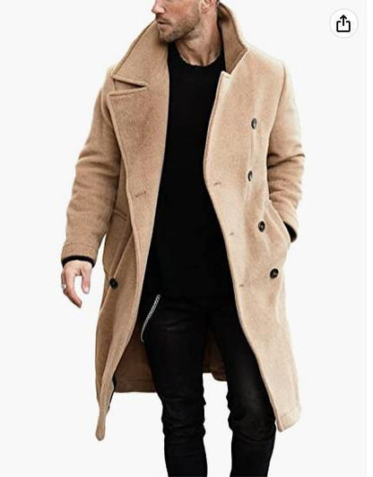 Herren Wollmantel Modern Doppelrevers Stil