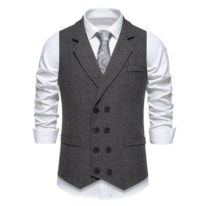 Herren Weste Elegantes Herringbone-Design Doppelreihige Knöpfe