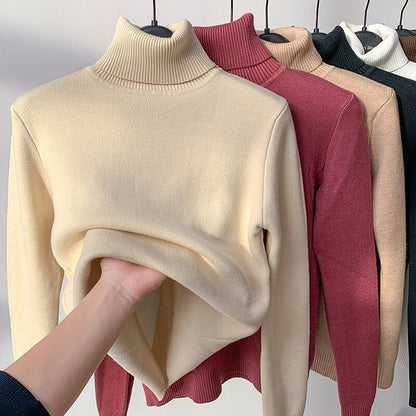 Weiche Rollkragenpullover Damen Teddyfleece
