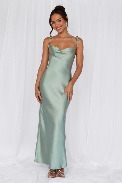 Damen Satinkleid Elegant Lang Maxi-Schnitt