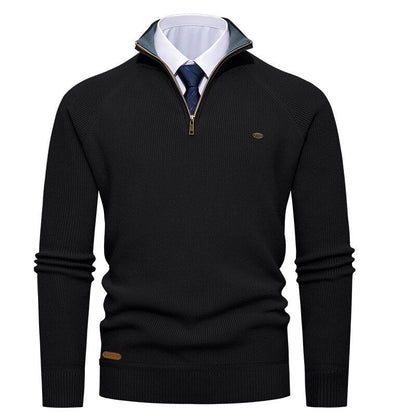 Herren Strickpullover Elegant Stehkragen Reißverschluss