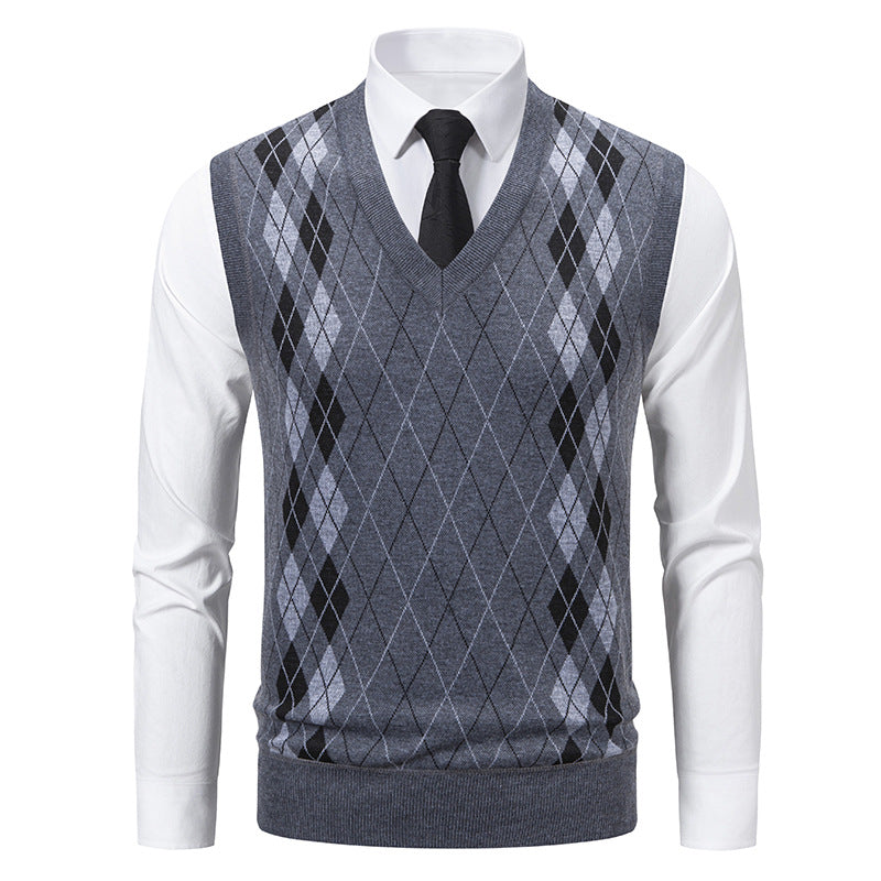 Herren Pullunder Argyle Muster Elegantes Design