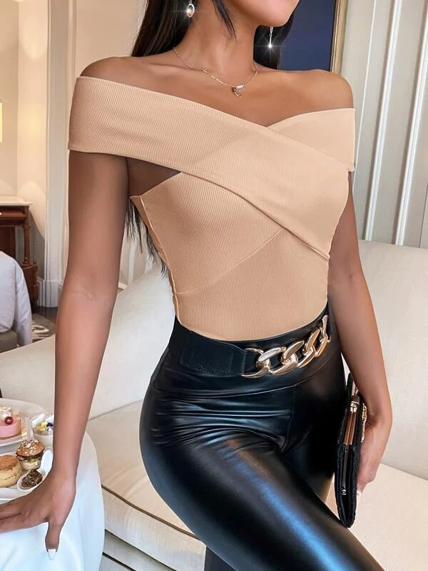 Damen Top Asymmetrisch Strukturiert Modern