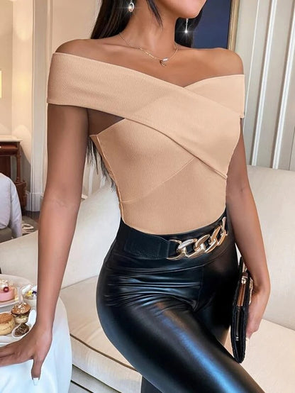 Damen Top Asymmetrisch Strukturiert Modern
