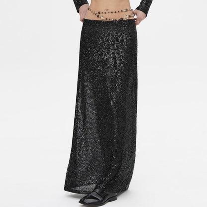 Damen Maxi-Kleid Glitzernd Elegant Hochtailliert