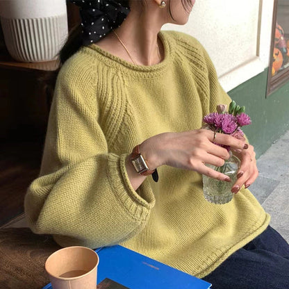 Damen Bequemer Oversized Pullover Weich Baumwolle