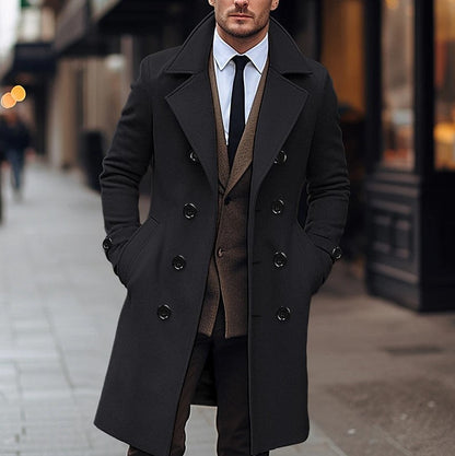 Herren Wollmantel Klassisch Elegant Doppelreihig