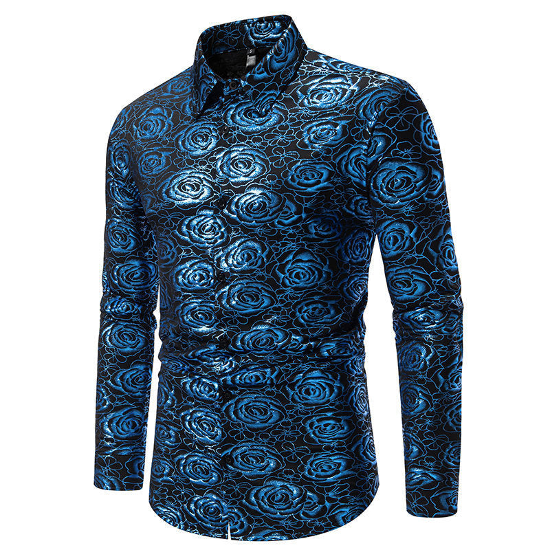 Herren Langarmhemd Floral Gold-Eleganz
