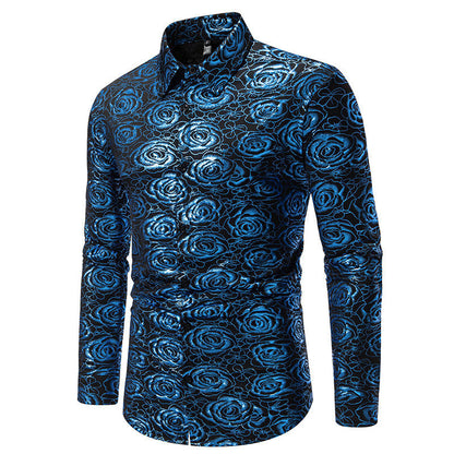 Herren Langarmhemd Floral Gold-Eleganz