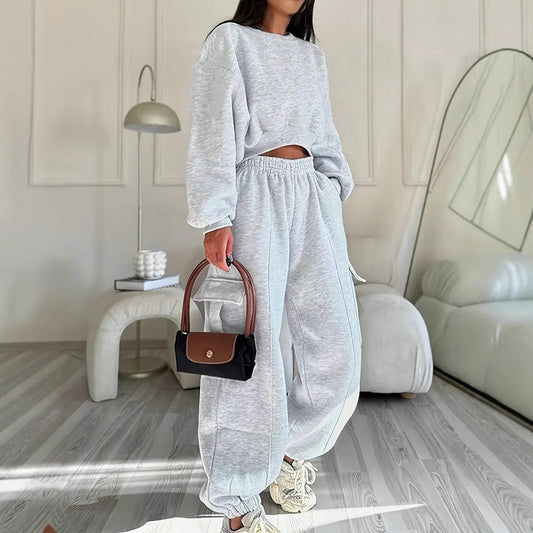 Damen Relax Set Oversized Pullover und Jogginghose - IdealeKleiden