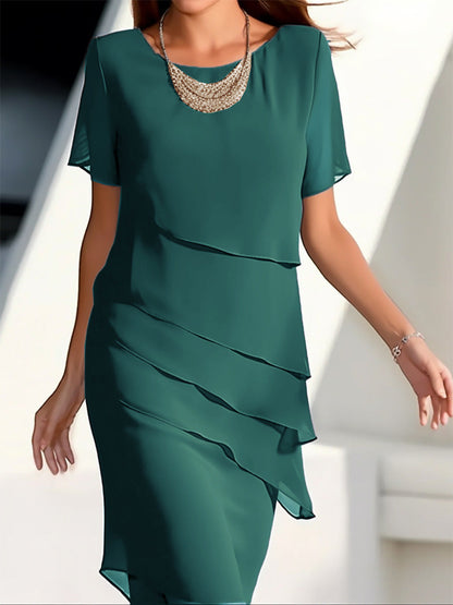 Damenkleid Elegant Fließend Layered Effekt