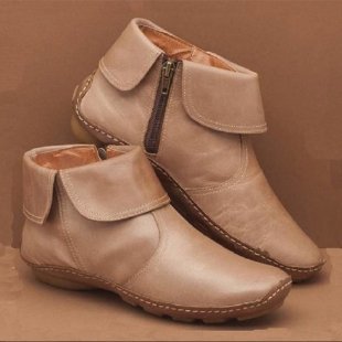 Damen Stiefeletten Elegant Leder Seitlich Reißverschluss