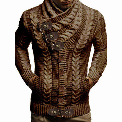 Herren Strickjacke Grobstrick Moderne Knöpfe