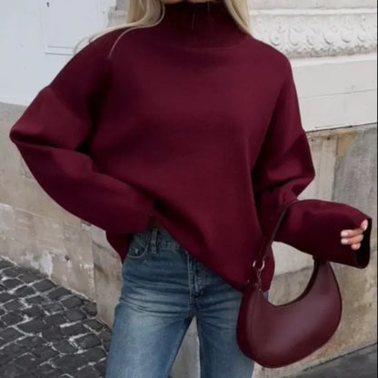 Damen Oversized Pullover Hohlkragen Chic