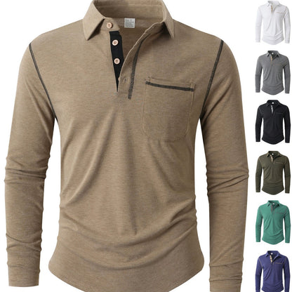 Herren Langarm Poloshirt Elegant Sportlich - IdealeKleiden