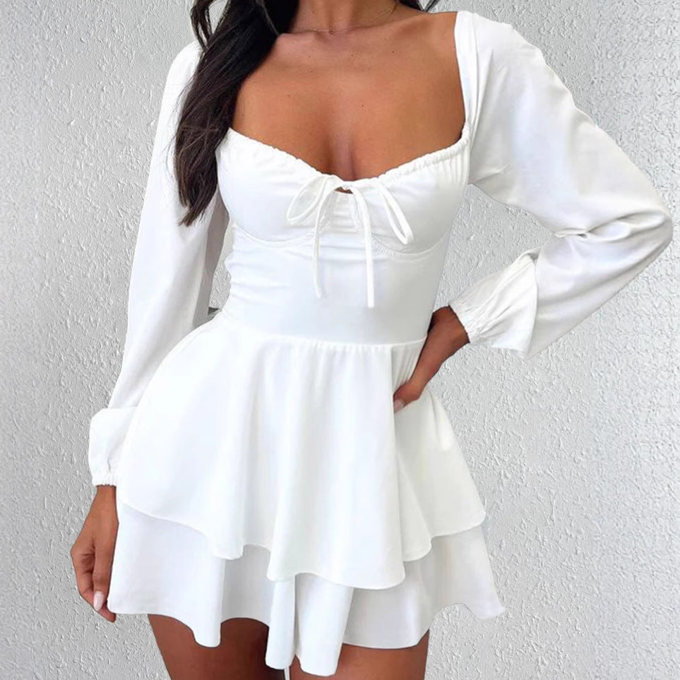 Damen Minikleid Rüschendekolleté Sommerkleid Chic - IdealeKleiden