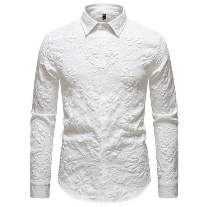 Herren Hemd Blumenmuster Elegant Langarm
