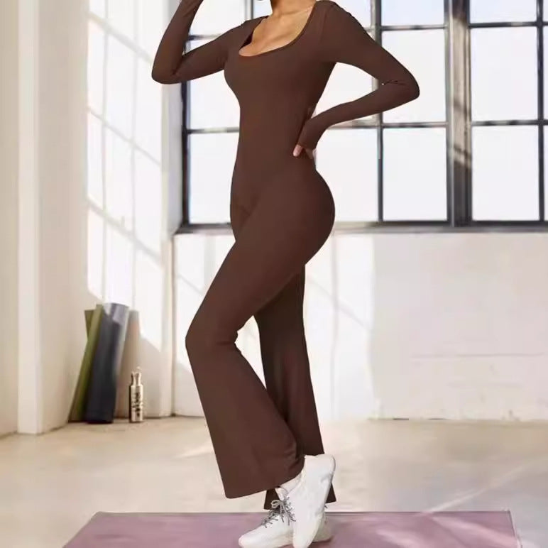 Damen Sportlicher Jumpsuit Elegant Figurformend