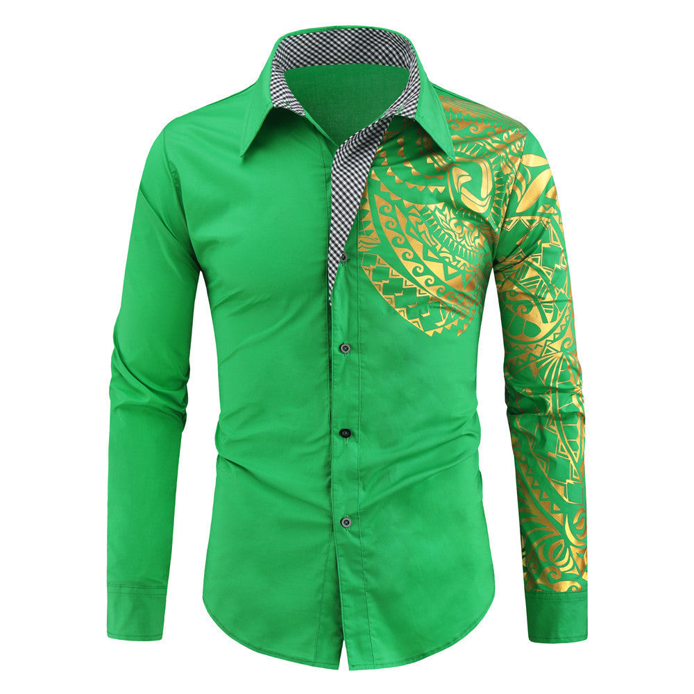 Herren Hemd Exotisch Druck Design Kontrast Kragen