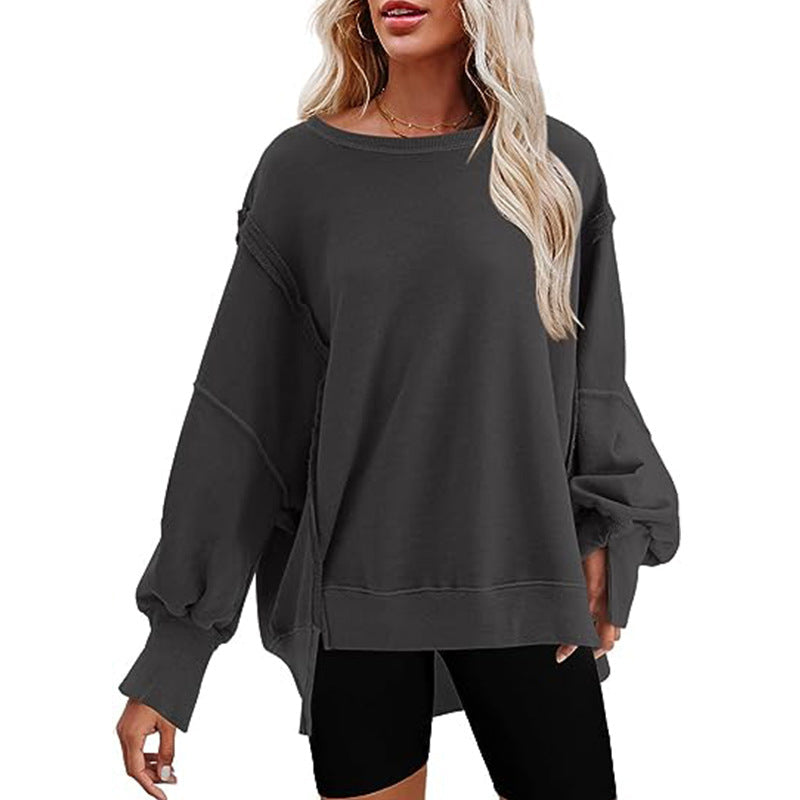 Damen Oversized Pullover Bequem Lässig Weite Ärmel
