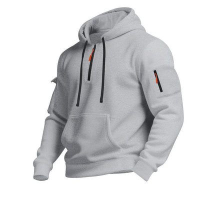 Herren Sportpullover Kapuze Reißverschluss Taschen