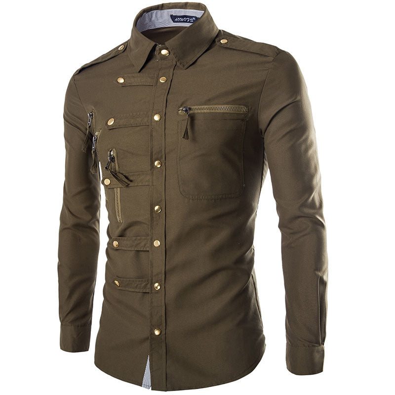 Herren Hemd Modern mit Vielfach-Taschen Premium Qualität