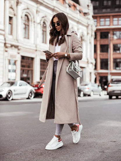 Frauen Mantel Mit Taillengürtel Elegant - IdealeKleiden