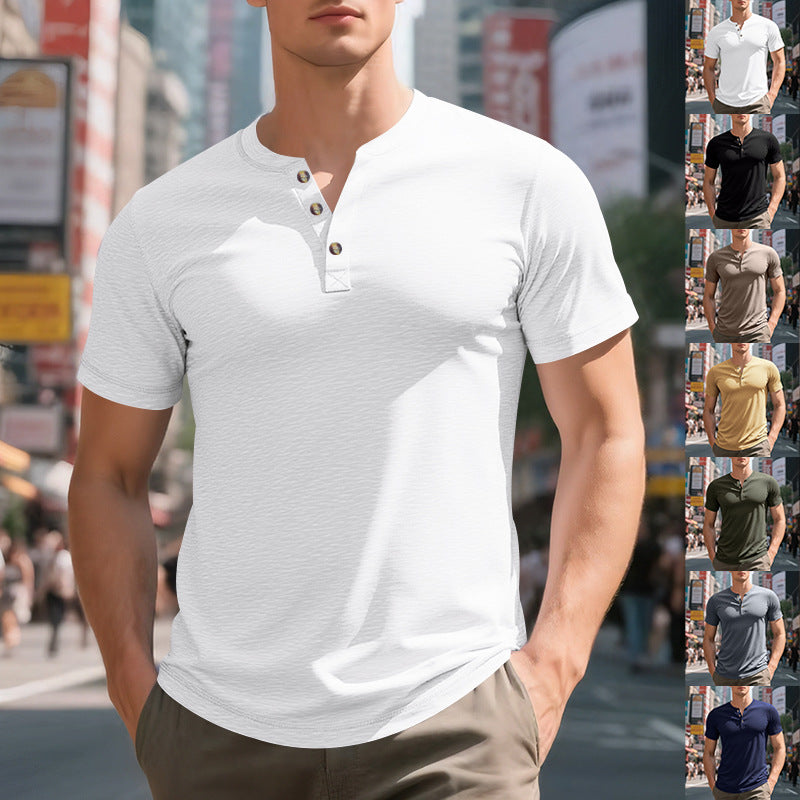 Herren T-Shirt Kurzarm Weich Baumwolle Elegant - IdealeKleiden